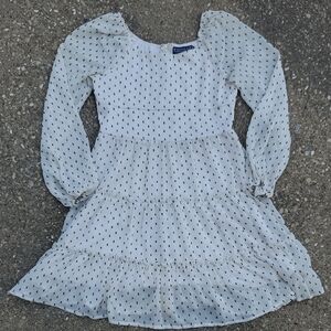 Trixxi Girl Cream Sheer Dress with Slip Youth Girls Medium Long Sleeve